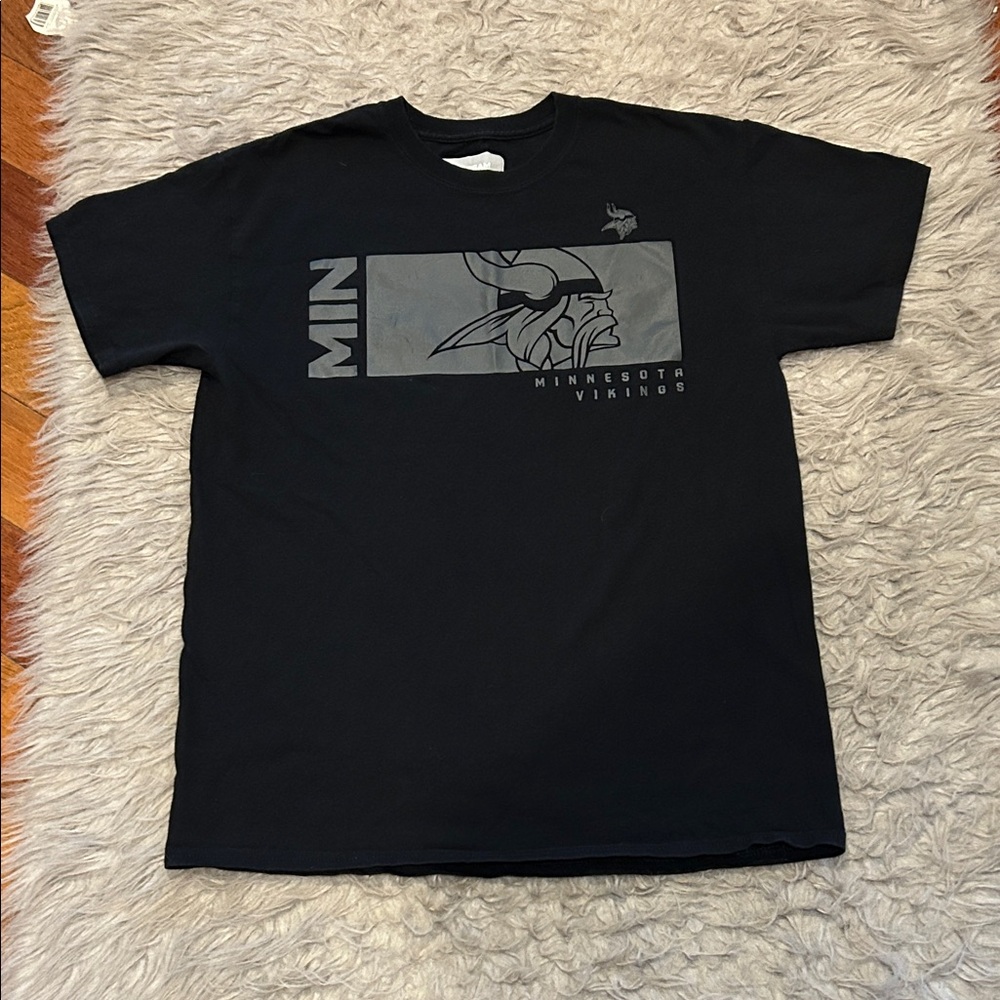 NFL Team Apparel Black and‎ gray cotton Minnesota Vikings Black T-Shirt